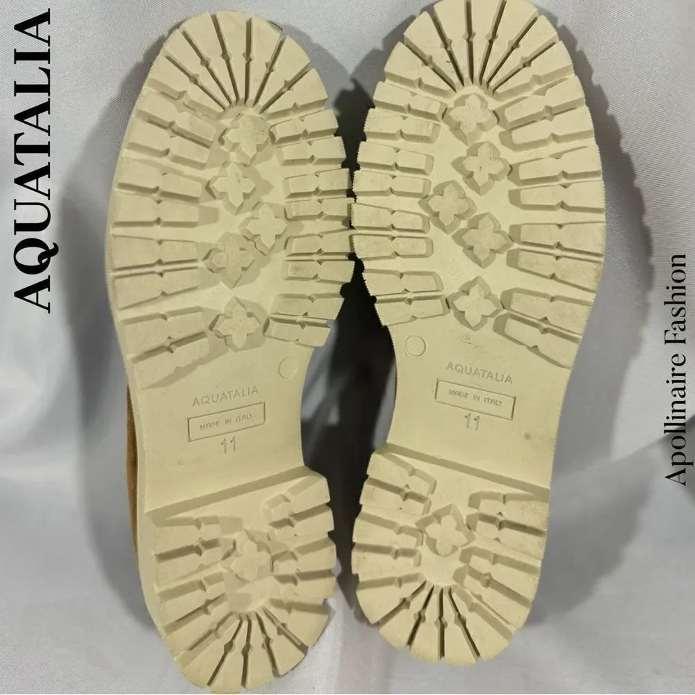 AQUATALIA ORINA PENNY LOAFERS IN TAN SIZE 11 NEW